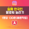 인스타그램 실제 한국인 팔로워늘리기(빠른작업)